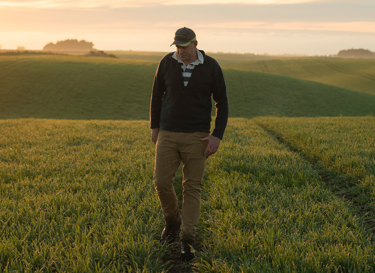 man standing in field